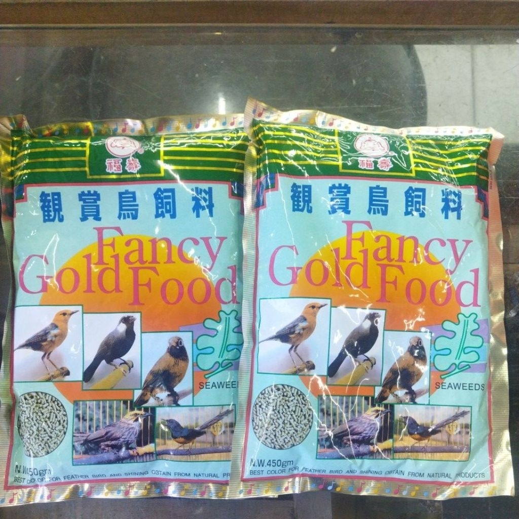 pakan burung fancy gold food voer burung hijau rumput laut pakan burung murai