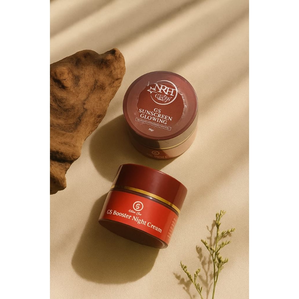 Sepasang NRH GLOW Suncreen glowing NRH GLOW+ Night Cream Boster gs