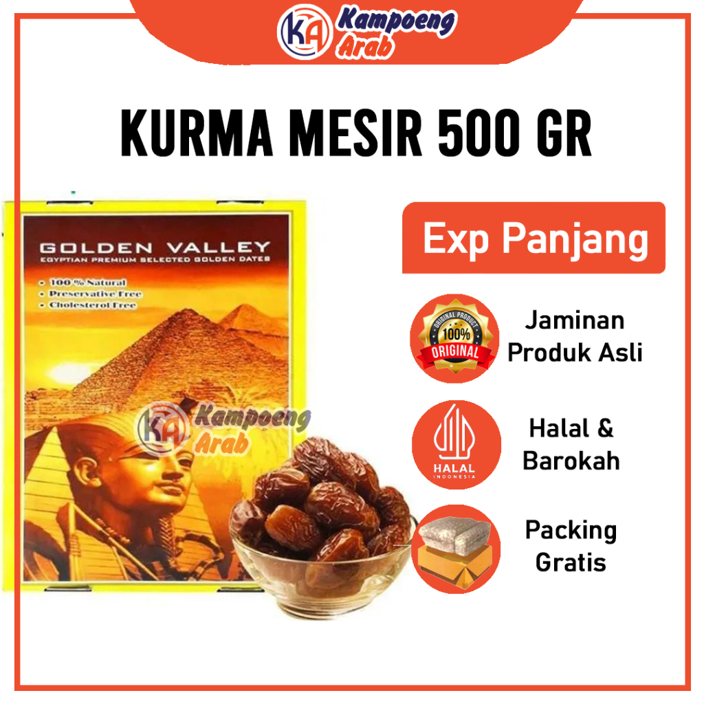 

Kurma Basah Mesir Madu 500gr BPOM Golden Valley Gizza Pyramid Enak Cocok Untuk Oleh-Oleh Haji