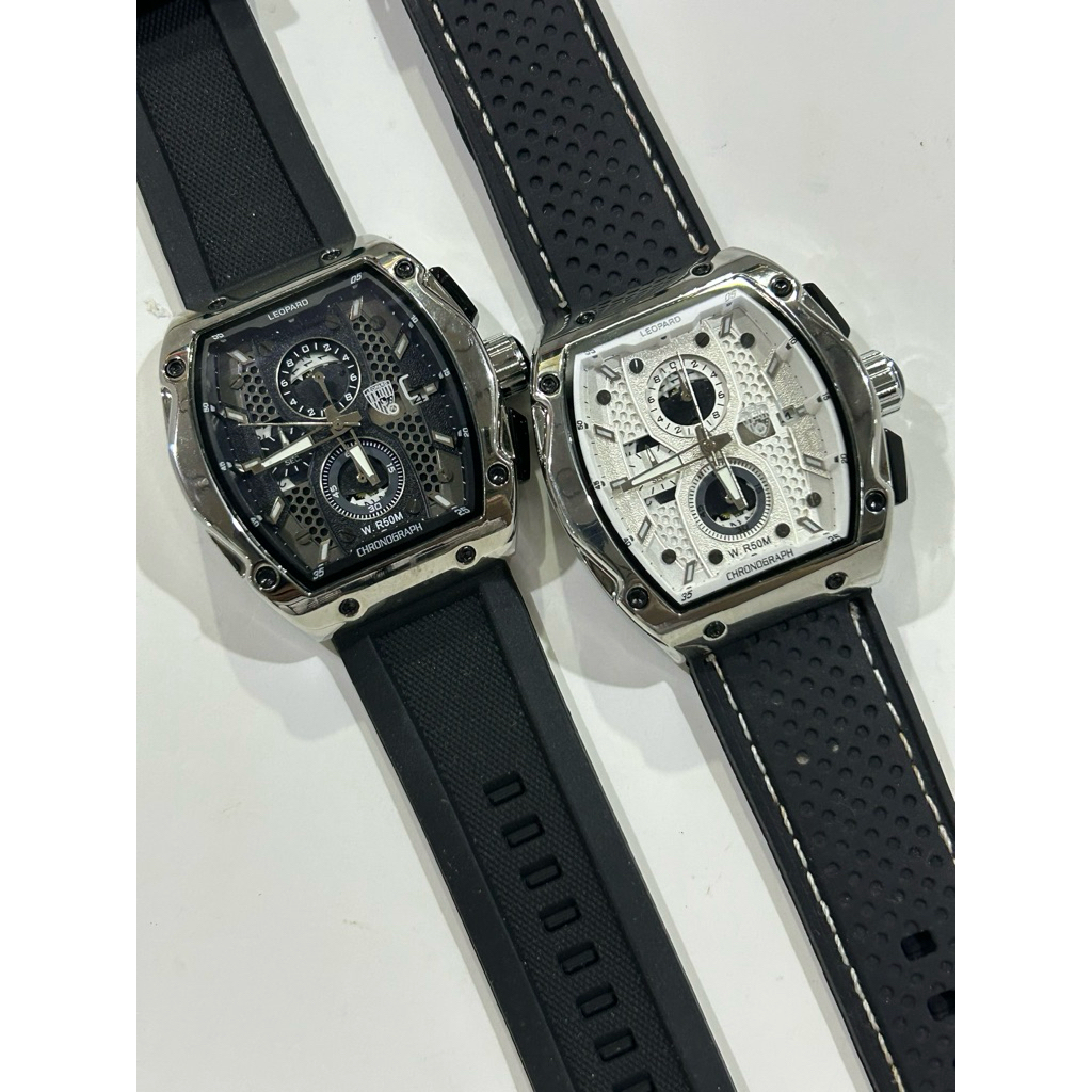 jam leopard chrono aktif tali rubber