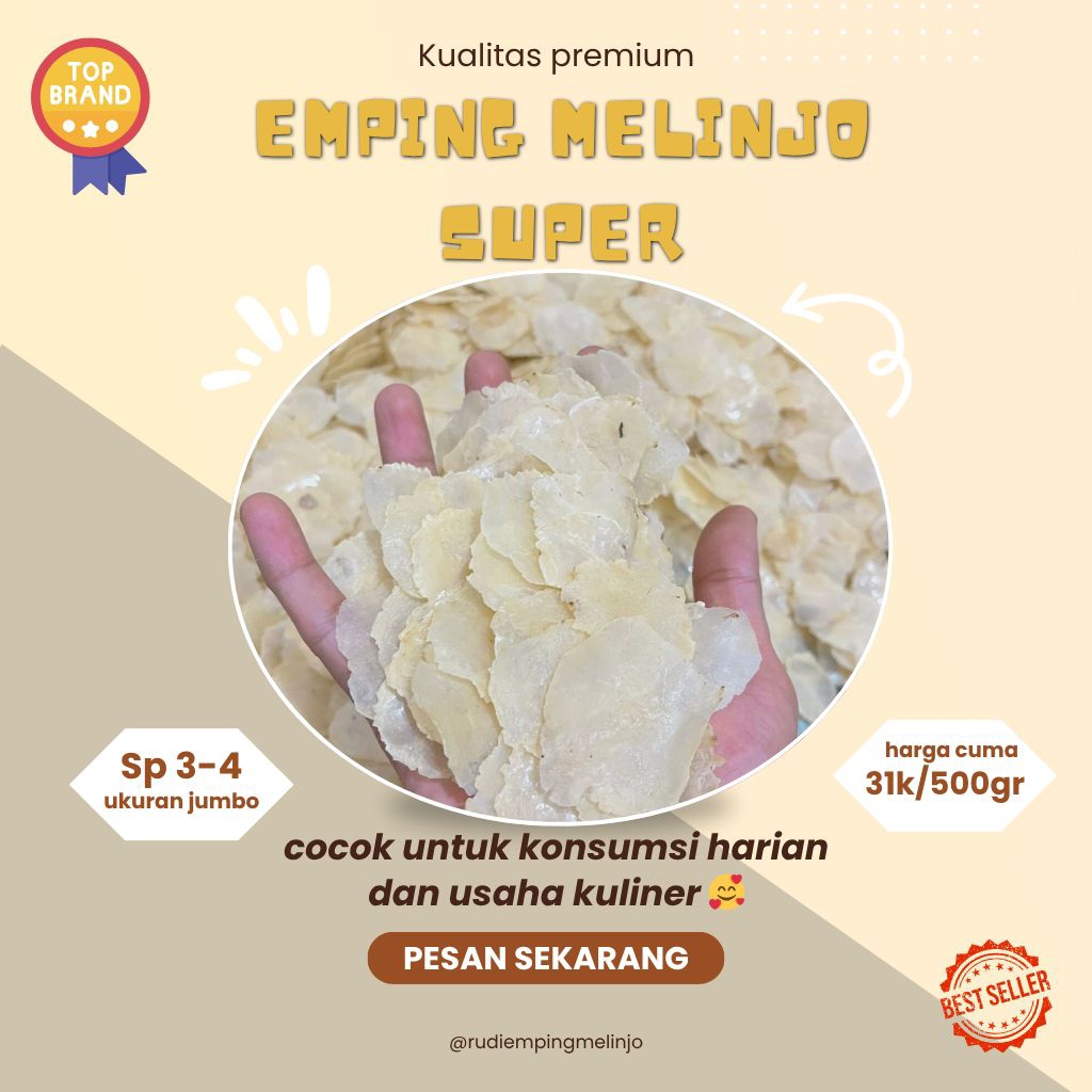 

500gr emping melinjo mentah kualitas premium siap goreng Grade LB 3 & 4 (Jumbo)
