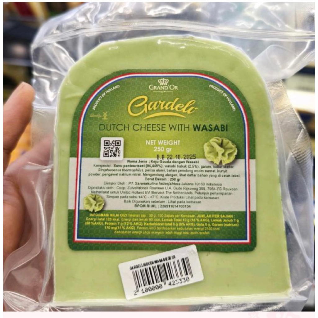 

Grand'Or Gardeli Dutch Cheese With Wasabi / keju rasa wasabi 250 Grm