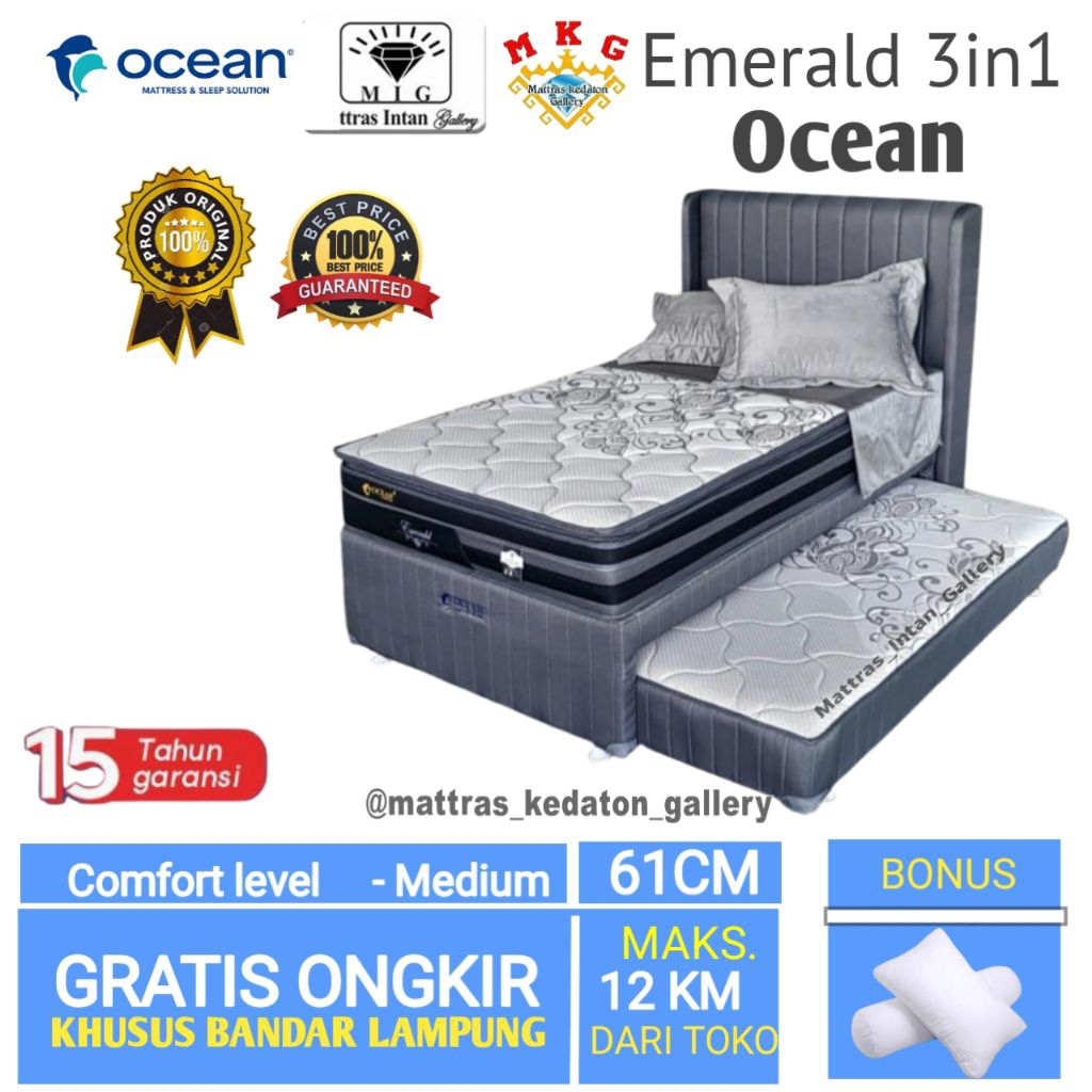 Kasur Ocean Springbed Emerald 3in1 120x200 - kasur spring bed ocean Spring bed 3 in 1 uk 120 x 200 b