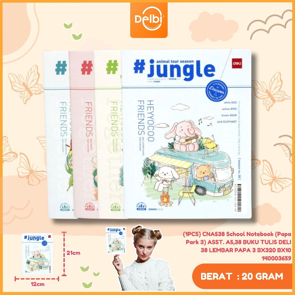 

2024 Buku Tulis Sekolah DELI 38 Lembar – Papa Park 3 (1PCS) CNA538 SCHOOL NOTEBOOK (PAPA PARK 3) ASST . A5,38