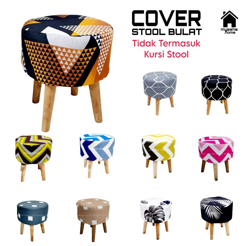 (TIDAK TERMASUK KURSI) Cover kursi Stool bulat / Sarung kursi Stool bulat
