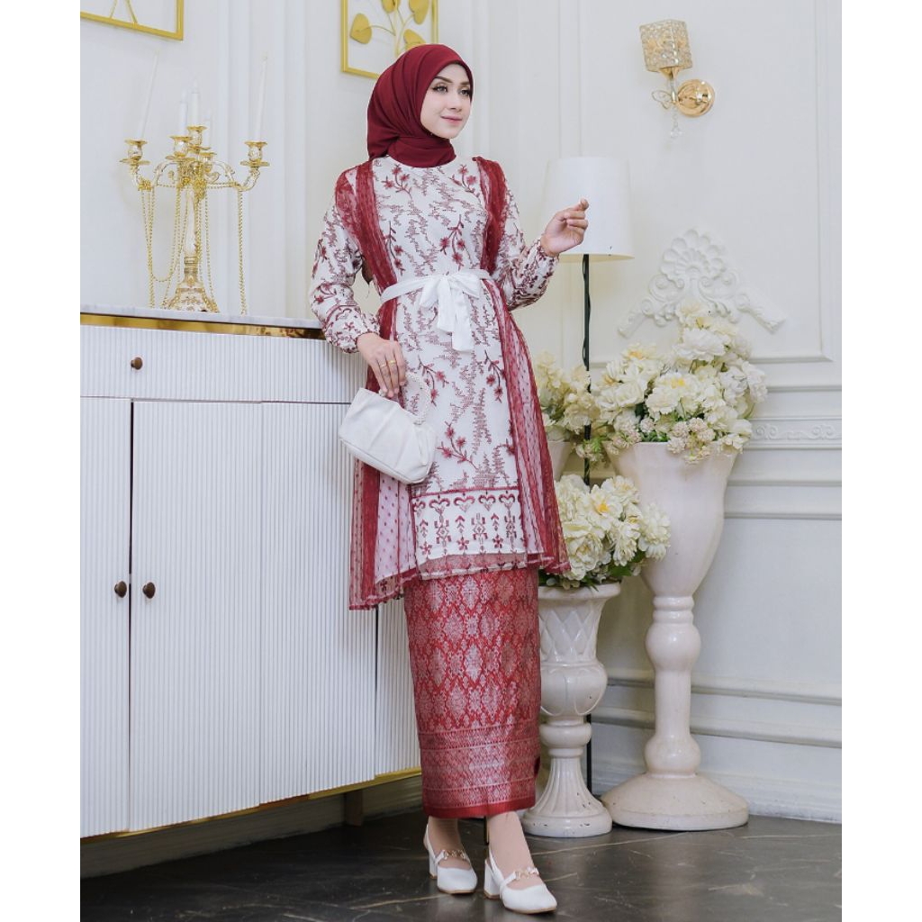 SETELAN TUNIK ANNA SELENDANG / KEBAYA TUNIK SELENDANG TUTU DOT / TUNIK TILLE ARMANI SILK / KEBAYA TU