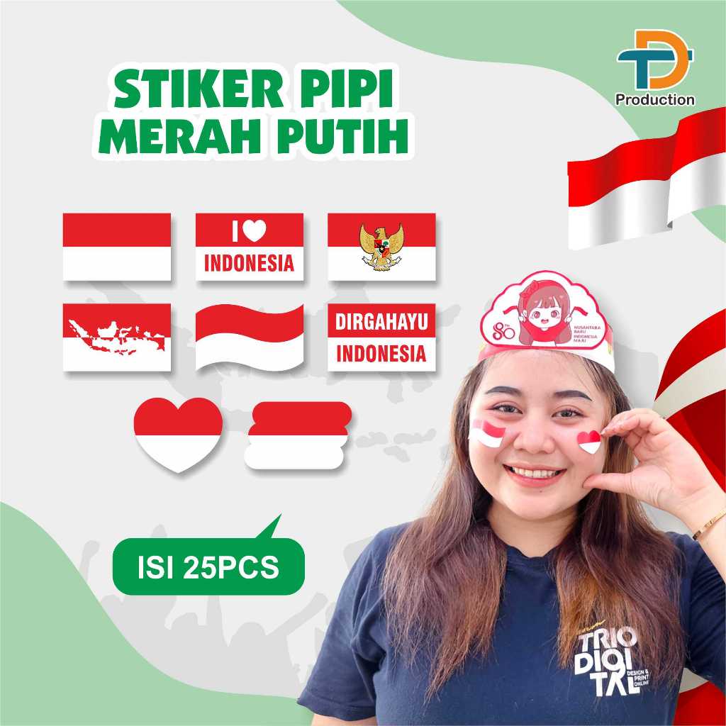 

(isi 25 pcs) STIKER PIPI Merah Putih Kemerdekaan uk 4x2,5cm