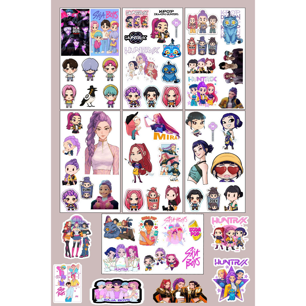 

STICKER LEMBARAN KPOP DEMON HUNTERS STIKER KOLEKSI HUNTRIX SAJA BOYS RUMI MIRA ZOEY JINU