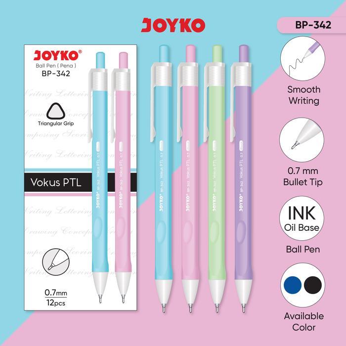 

Pen Joyko BP-342 Vokus Pastel 0.7mm Original (12 PCS) / Ballpoint Bolpen Pulpen Joyko BP 342 0.7 Mili Per Lusin