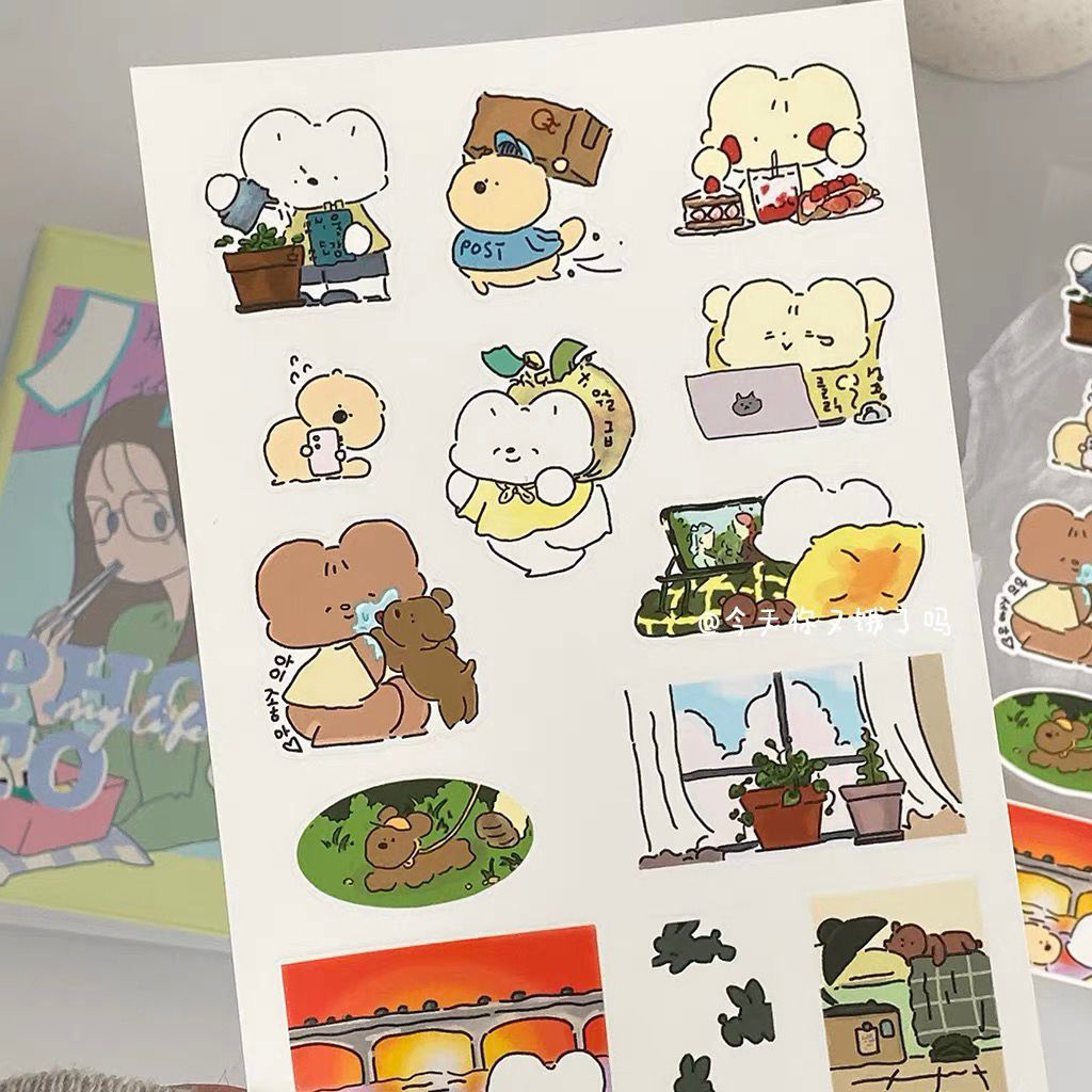 

[ STERY ] Stiker Korea gaya garis gaya sederhana buku panduan Korea kolase lucu