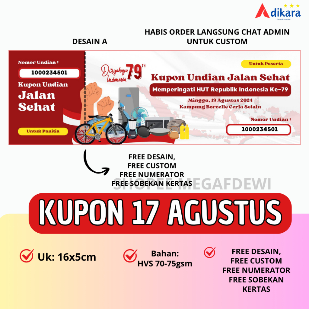 

Kupon Jalan Sehat Jalan Santai Agustusan [Pembelian wajib kelipatan 4 buku]
