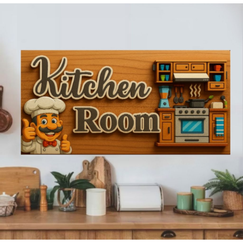 Hiasan dinding dapur estetik 3D motif terbaru