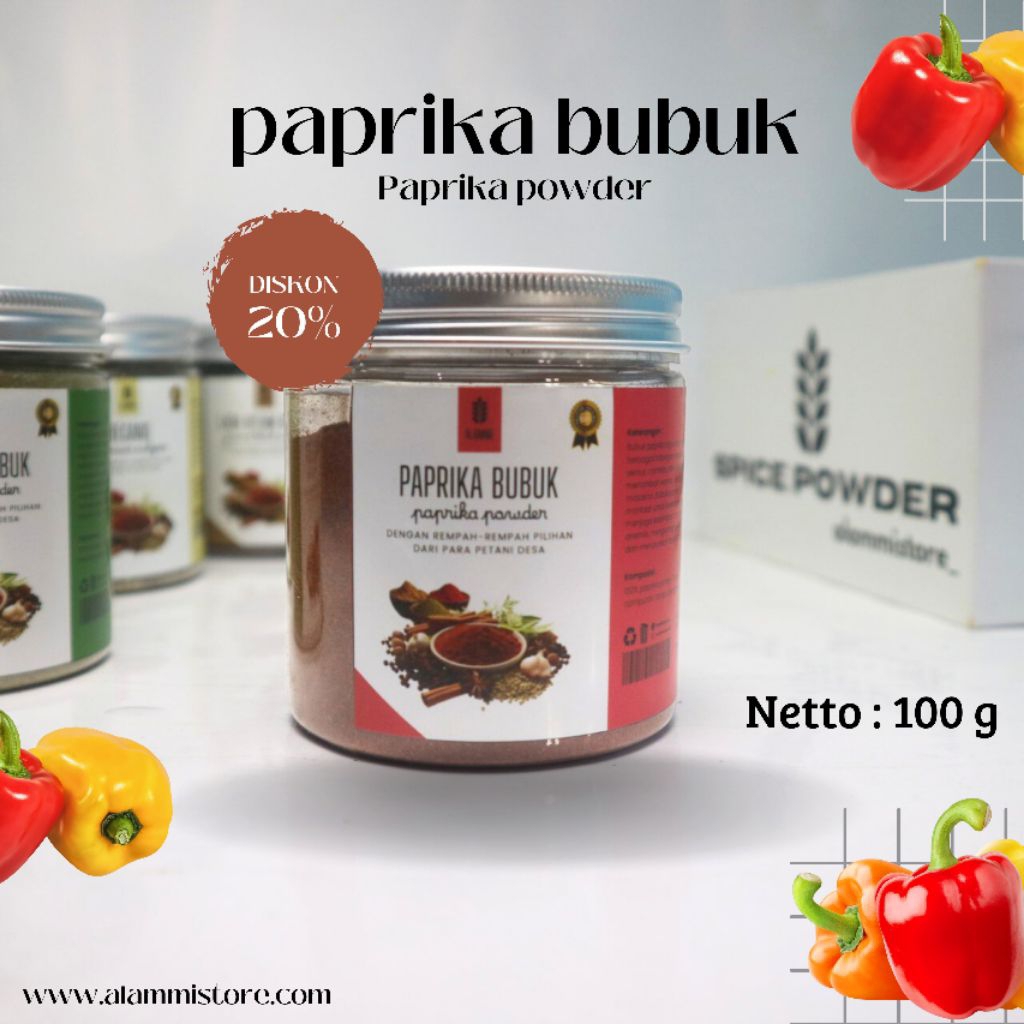 

Bubuk Paprika 100 gr Tanpa Pengawet Tanpa Campuran Tanpa Msg Rempah - Rempah spice Powder
