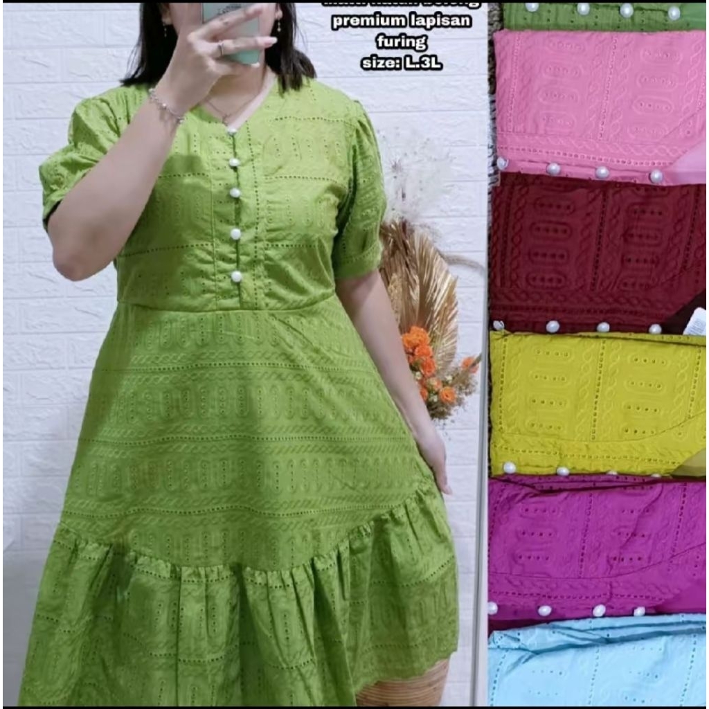 dress katun bolong kancing hidup bisa busi