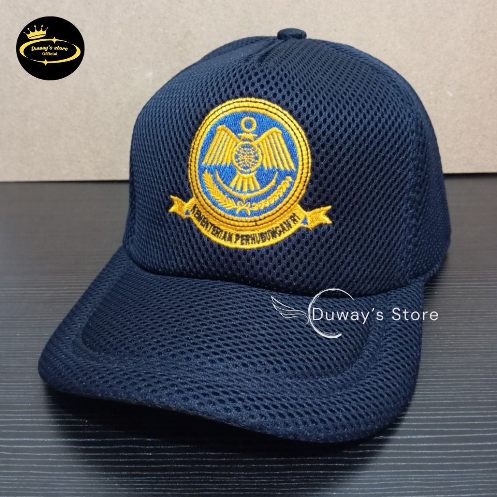 TOPI JARING KEMENHUB/PERHUBUNGAN GOL 2 FREE BORDIR NAMA - TOPI JARING LOGO KEMENHUB - TOPI LAPANGAN 