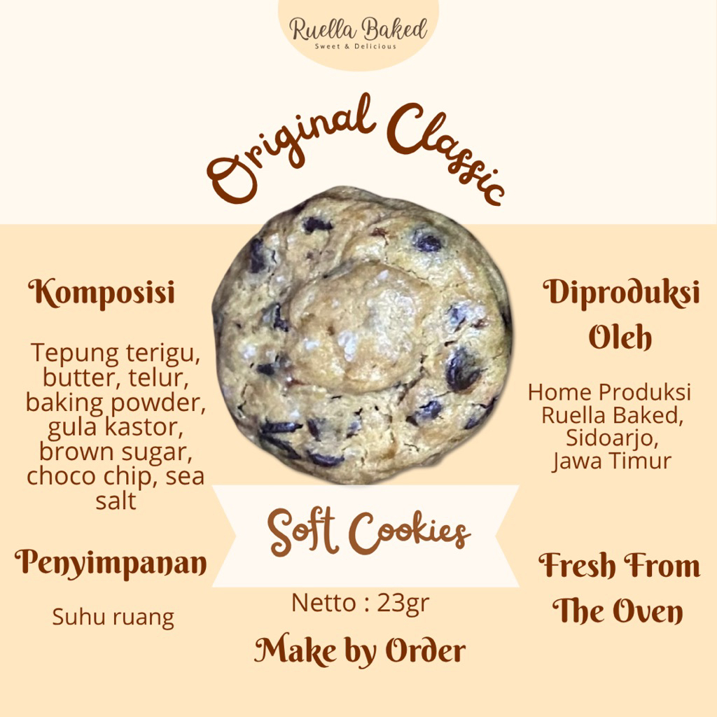 

Soft Cookies By Ruella Baked BELI 5 GRATIS 1 (23gr)