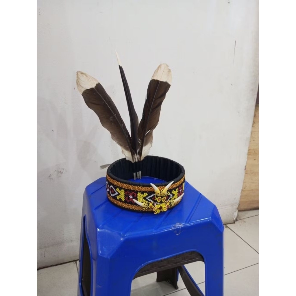 TOPI ADAT DAYAK ANAK COWOK BULU ENGGANG