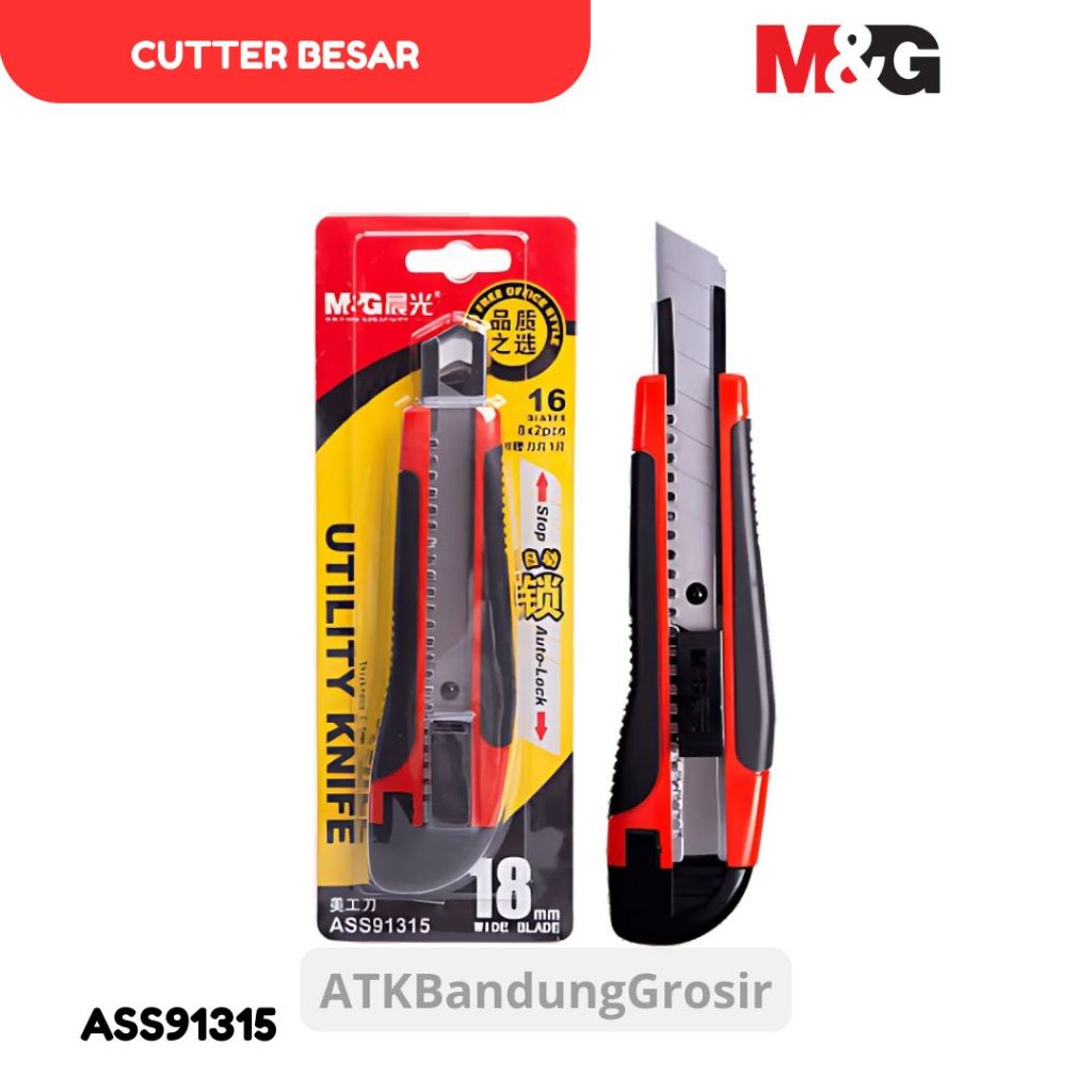 

Cutter M&G Utility Knife 18mm Auto-Lock #ASS91315 Cutter Besar