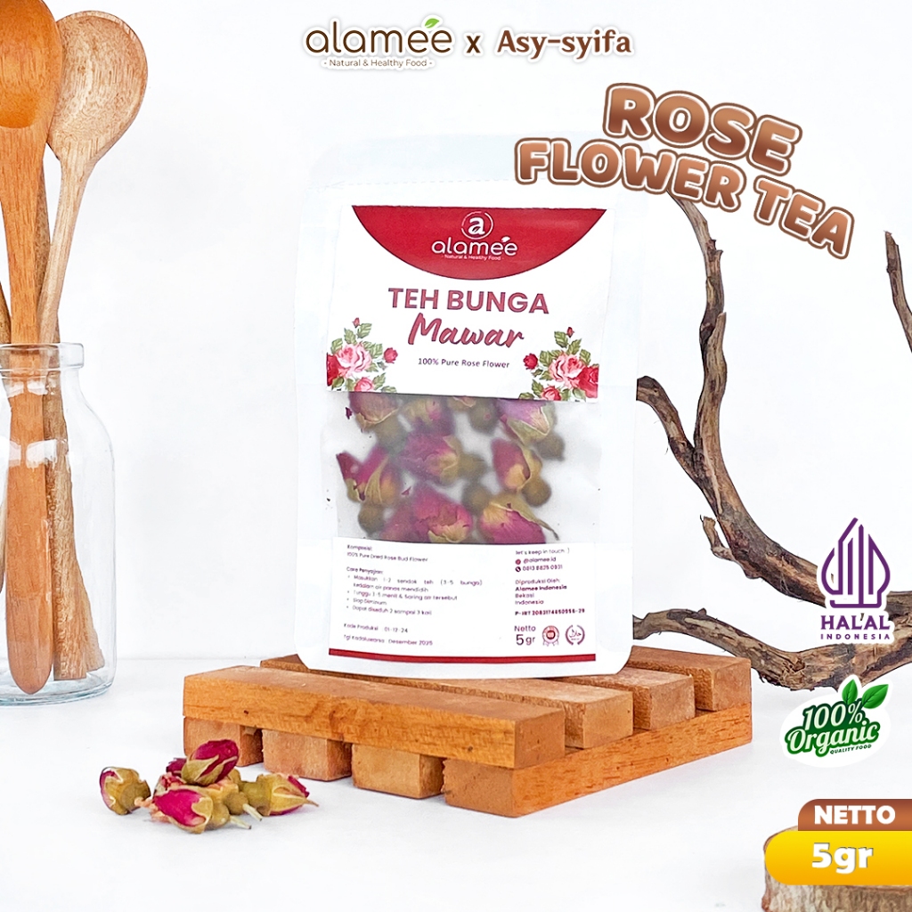 

ALAMEETeh Bunga Mawar Rose Flower Kemasan Toples Flower Tea Organik Kering Dried Alami 5gr