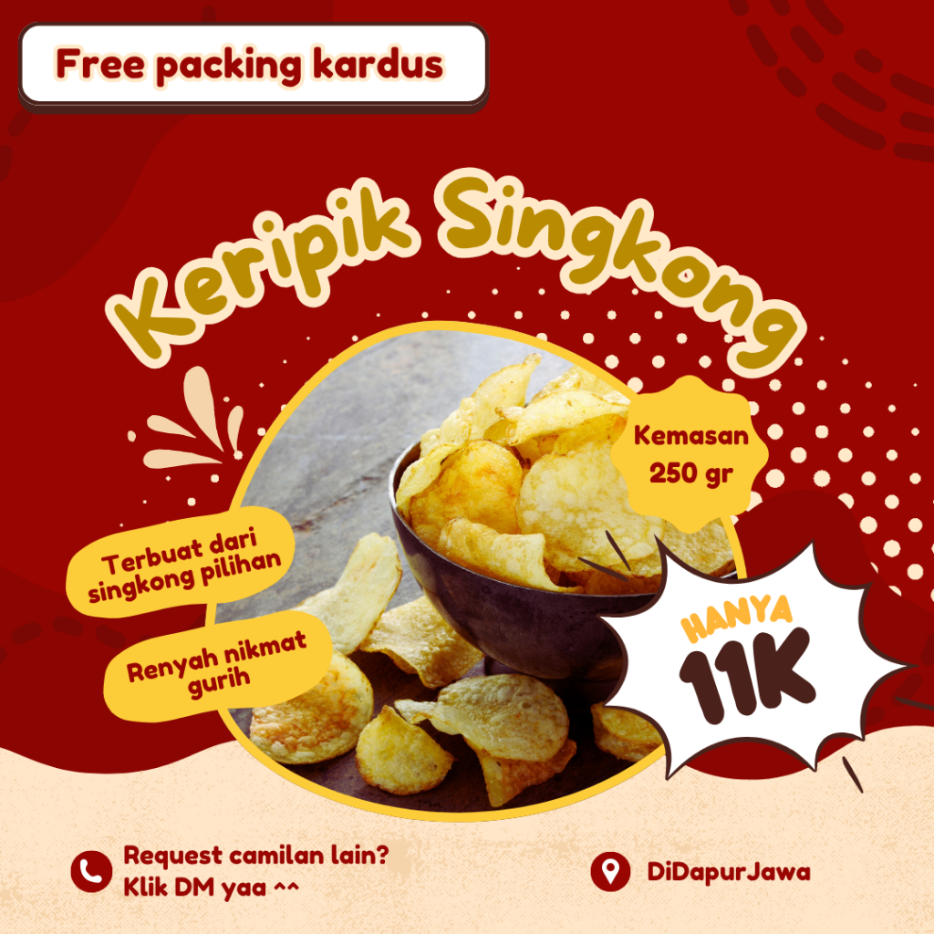 

Keripik Singkong Gurih Renyah dan Nikmat - 250gr | Camilan santai ngumpul nongkrong