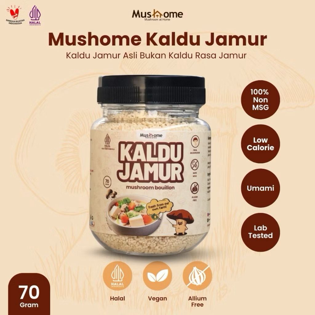 

Kaldu Jamur Asli Botol NON MSG - Mushome - Rendah Kalori & Lebih Sehat