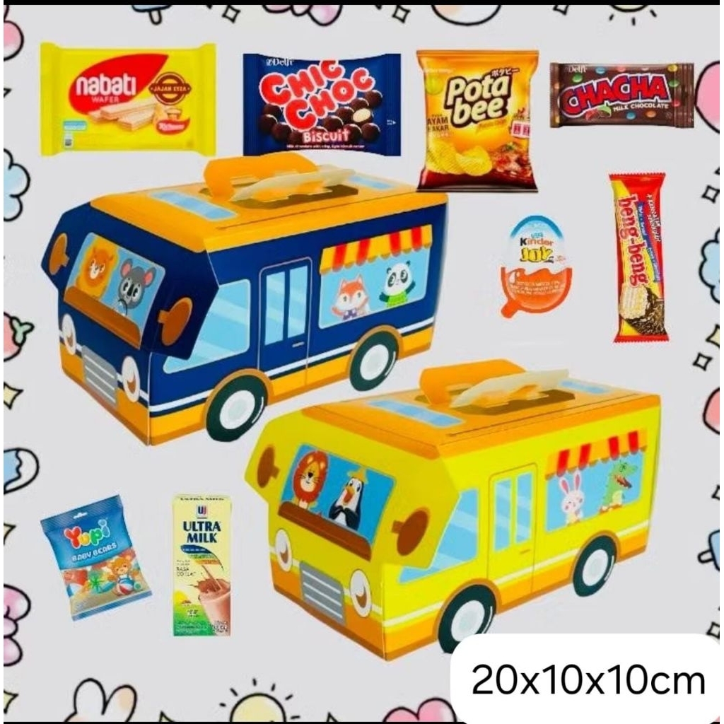 

Gable box Kotak bus sekolah dan box dino souvenier anak ulang tahun
