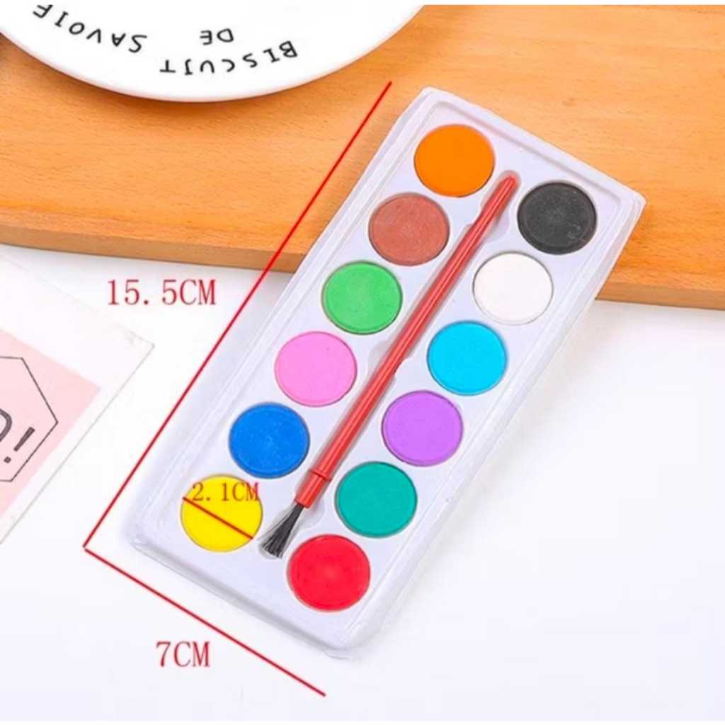 

Watercolour Painting / Cat air 12 warna / Padat / 1 set / Alat lukis / Mewarnai.