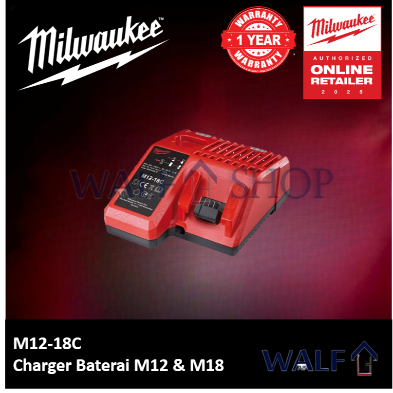 Charger Milwaukee M12-18C Multi Voltase Baterai M12 & M18 | Pengisi Daya Baterai Milwaukee 12 & 18 V