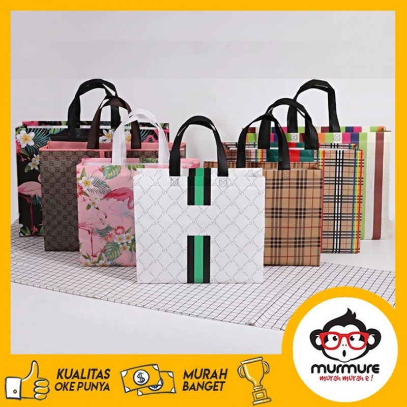 

1PCS Tas Belanja Tote Bag Spunbond Kain Motif Premium Kantong Jumbo Tas Kado Gift Kantong Belanja