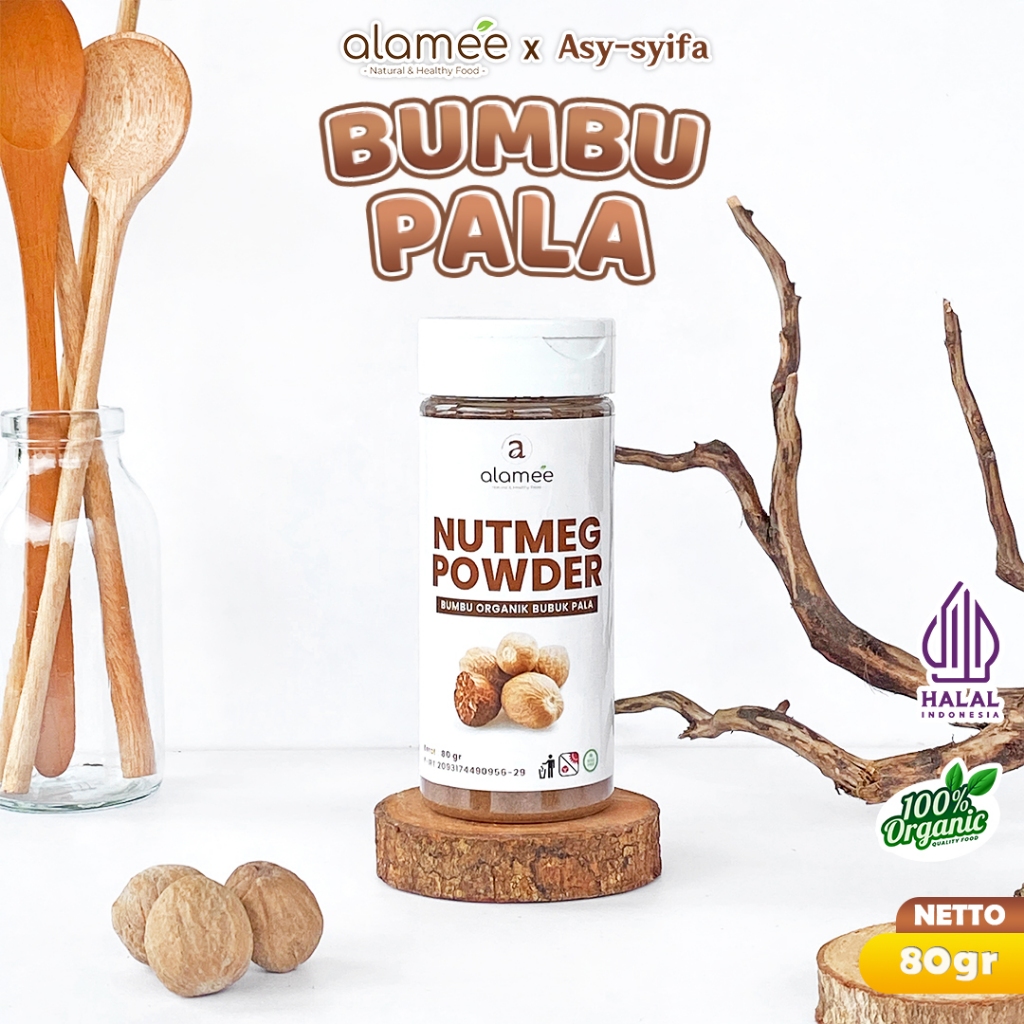 

ALAMEE Bumbu Dapur Pala Bubuk Nutmeg Seasoning Powder Rempah Murni Asli Tanpa Campuran Organik 80g