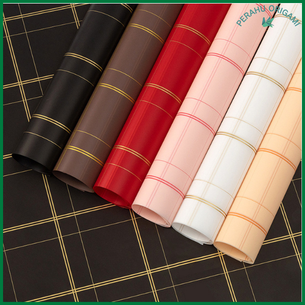 

PACK 20 Kertas Buket Solid Full Square Pattern Flower Wrapping Cellophane Motif Kotak Grid KB6191