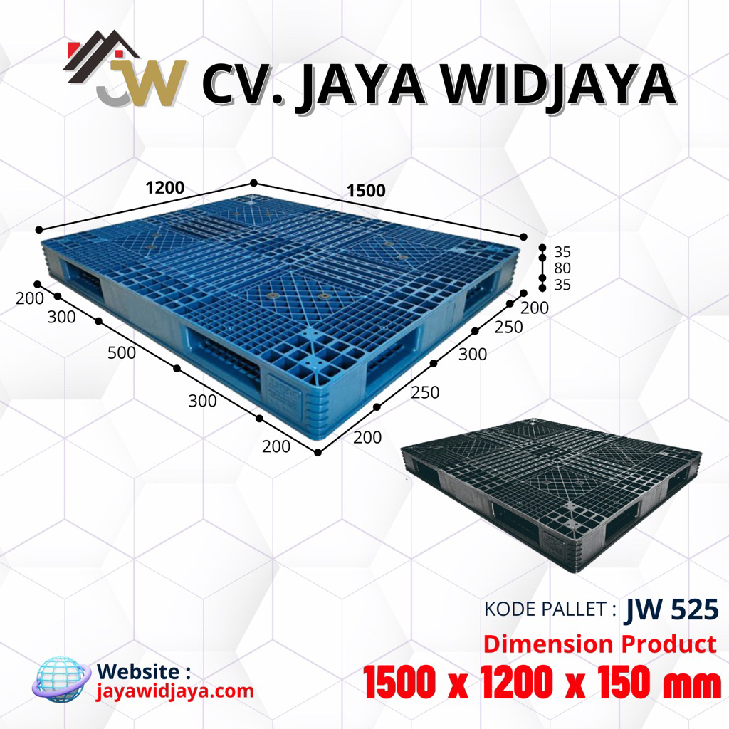 PALLET PLASTIK JWPLAST | PALLET PLASTIK JW 525 BIRU | UKURAN 1500 x 1200 x 150 | REVERSIBLE PALLET P