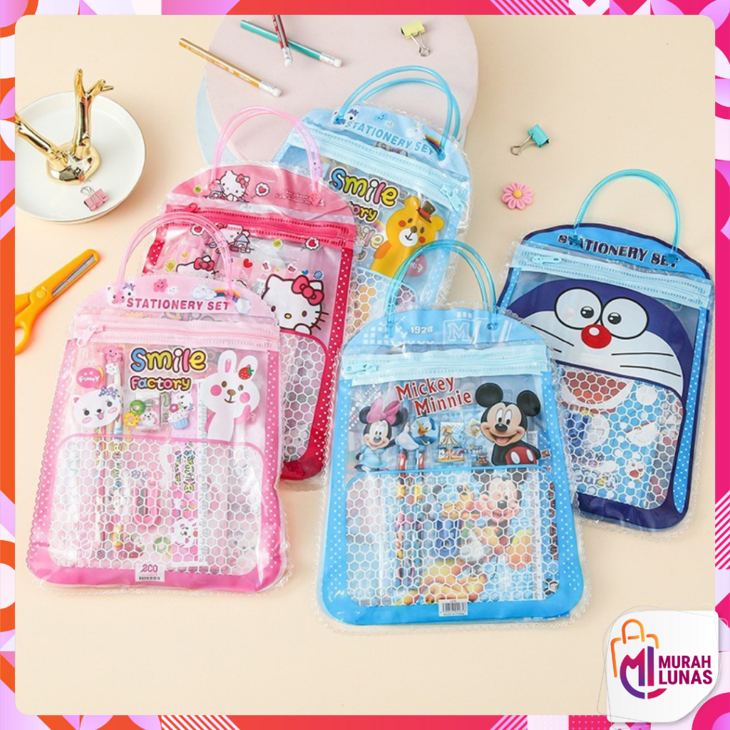 

MUNAS Stationery Set 6 in 1 Free Bag Alat Tulis Anak Sekolah Buku Pulpen Penghapus Pengaris