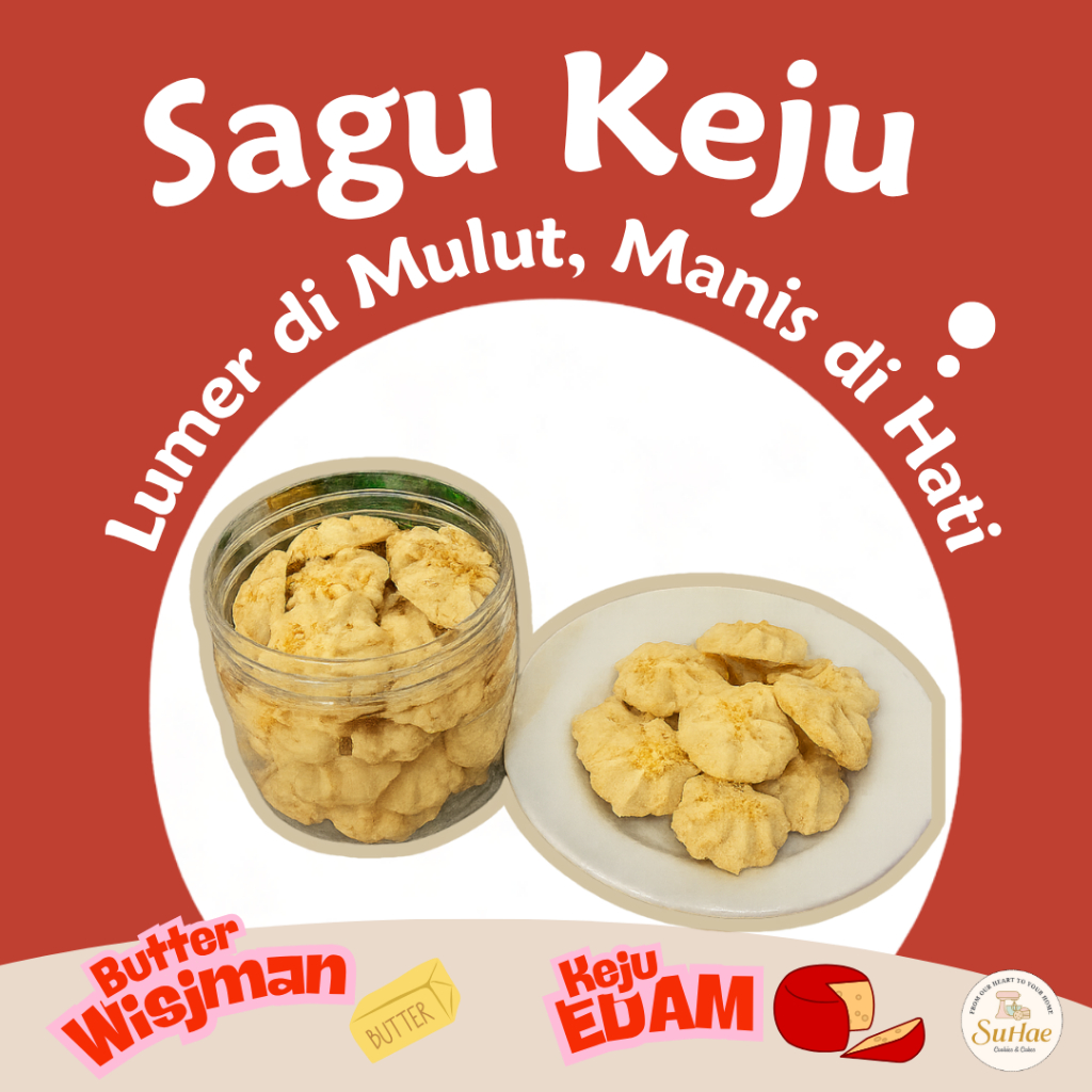 

Sagu Keju Premium kue kering keju Edam Parmesan Kraff Butter wisman buter wisjman Snack renyah ngeju banget tanpa pengawet enak cocok untuk hampers lebaran natal dan imlek by suhae cookies