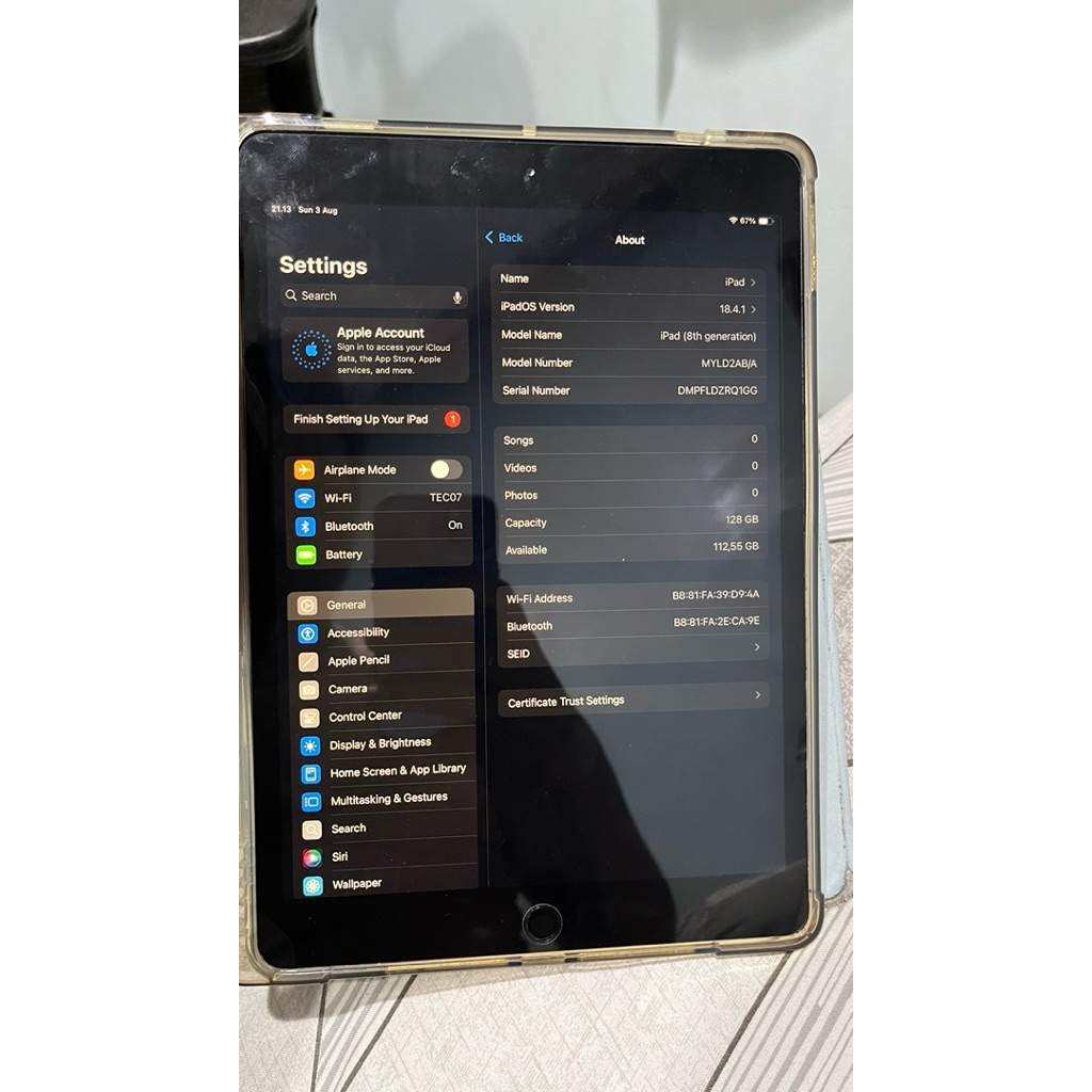 Apple Ipad 8 128GB WIFI ONLY MINUS