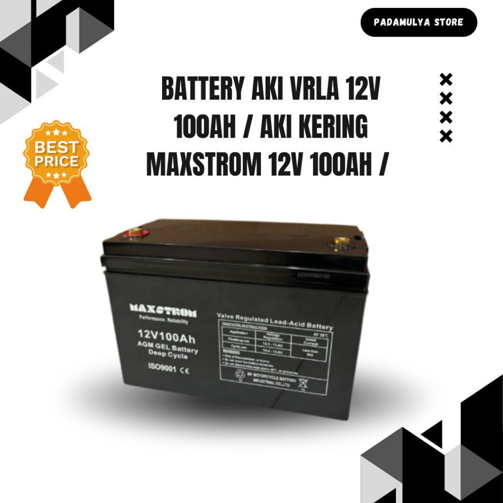 battery aki vrla 12v 100ah / aki kering maxstrom 12v 100ah / aki solar panel