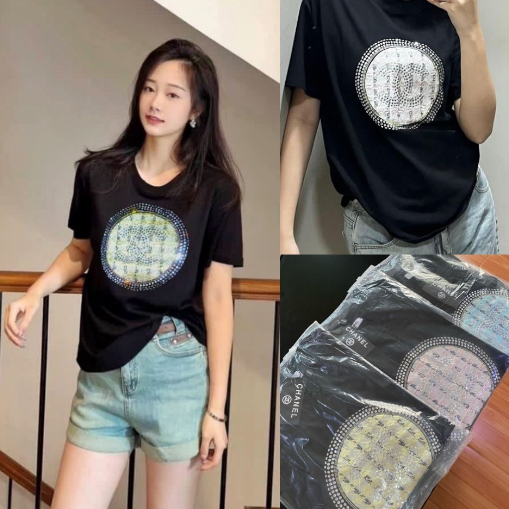 Kaos cotton LD 102 Brokat Blink - Black - Import High Quality