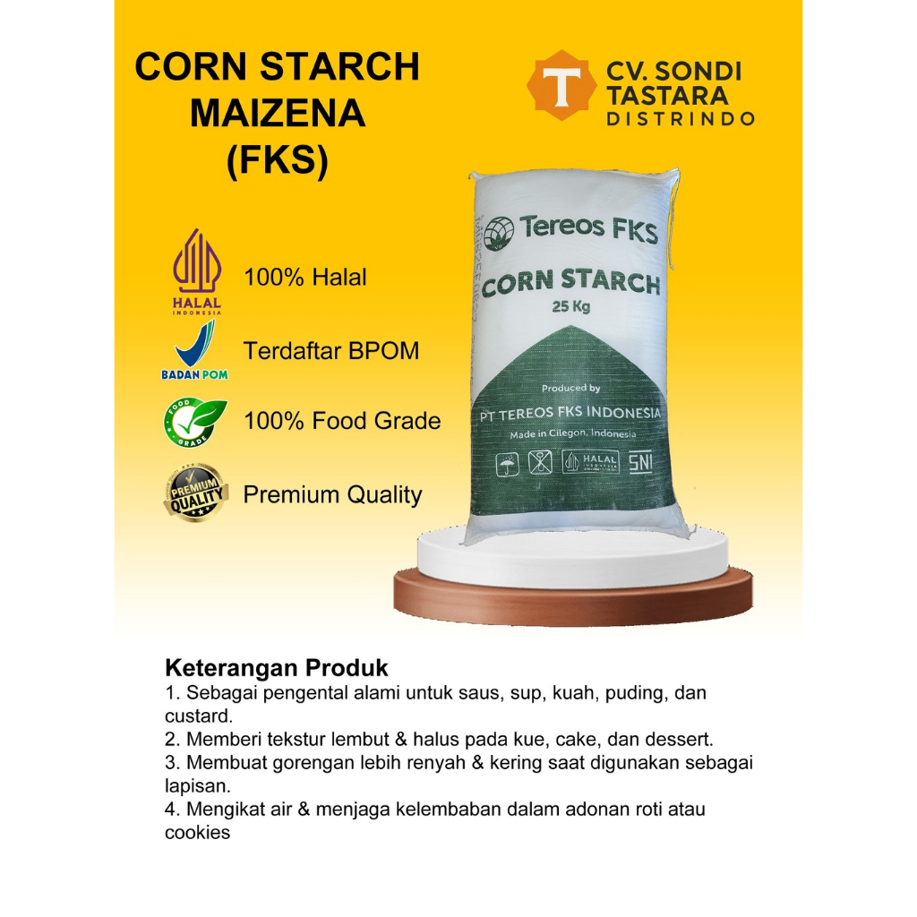 

TEPUNG MAIZENA \ TEPUNG JAGUNG \ CORN STARCH TEREOS FKS REPACK 500GR
