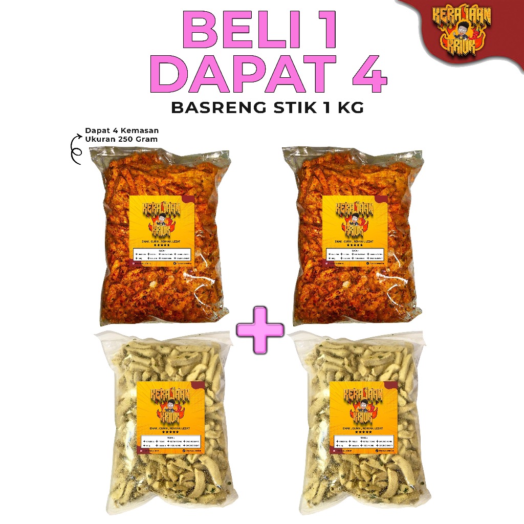 

Beli 2 Gratis 2 Basreng Crispy 1KG Rasa Original 250gr Pedas 250gr Xtra Pedas 250gr Daun Jeruk Cemilan Renyah Bumbu Melimpah