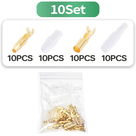 10 Set Skun Kabel Bulat Male Female 4.0mm + Cover Transparan / Skun Bulat Tebal / Soket Kabel Motor 