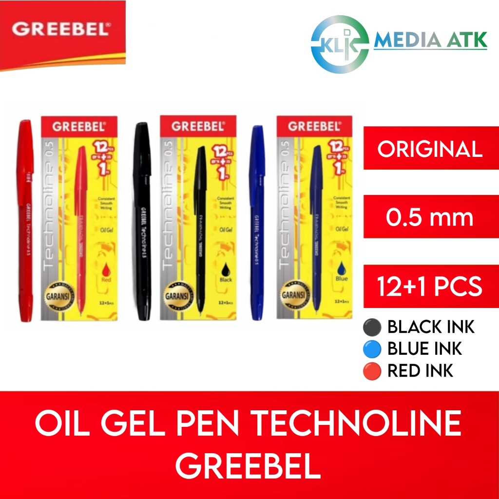 

Greebel Technoline 0.5 Pen Oil Gel - 12 Pcs Bonus 1 Pcs