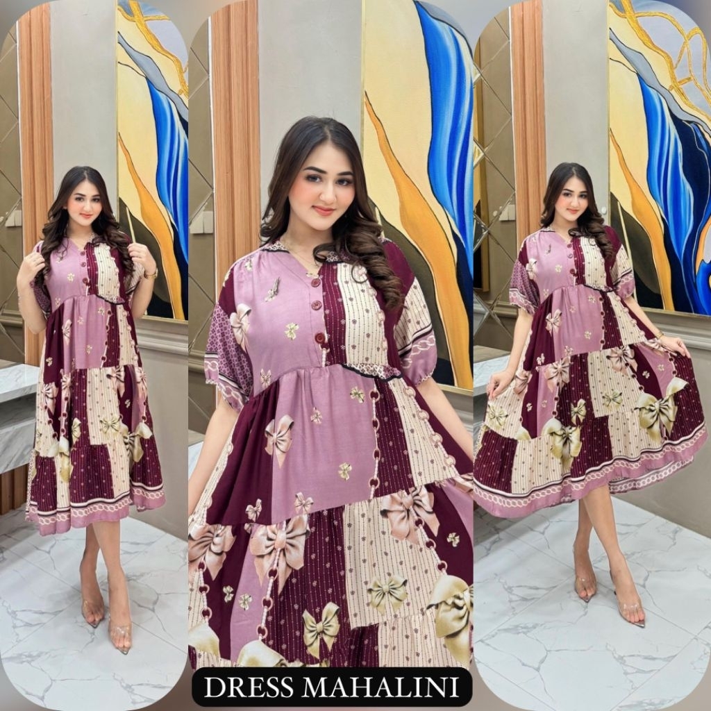 Dress mahalini* Naura. Daster premium. daster naura.