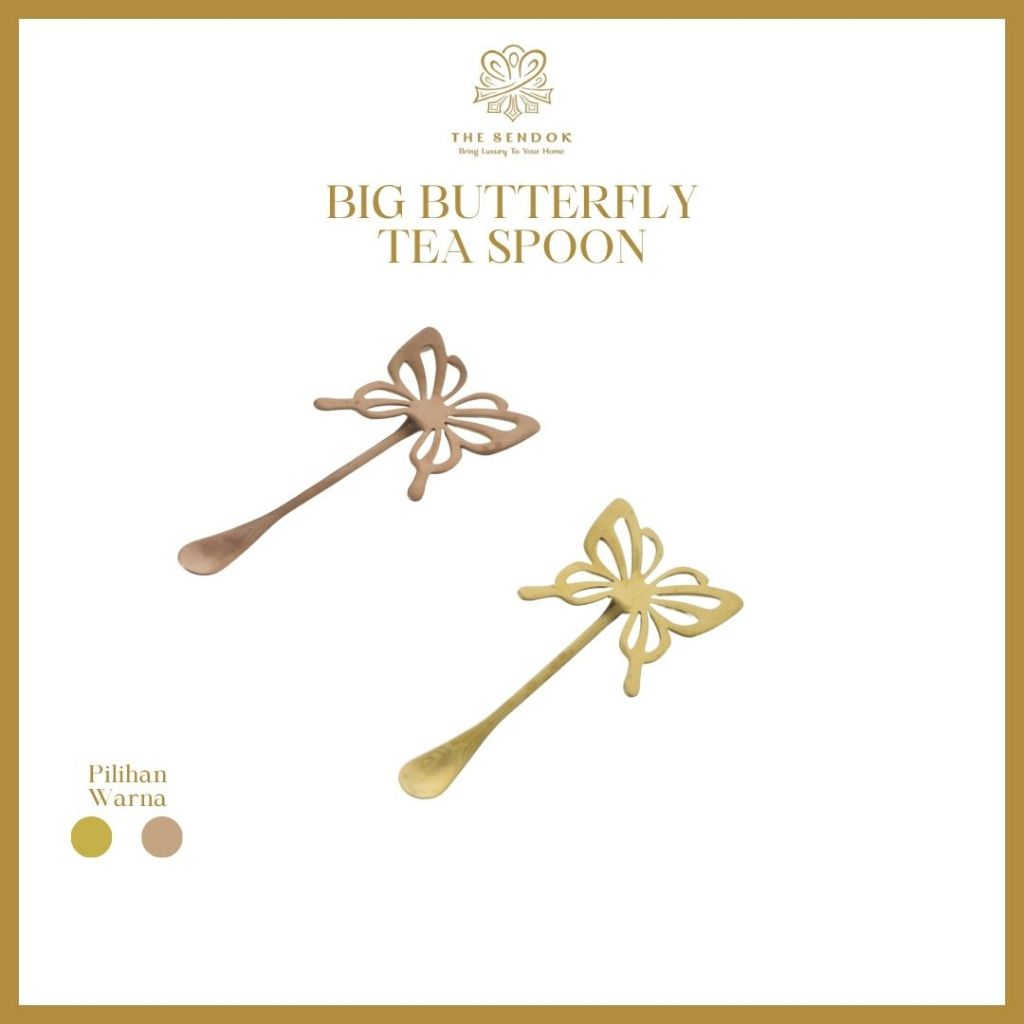 Sendok Teh Butterfly Gold & Rose Gold Stainless / Sendok Estetik Aesthetic Mini Kopi & Teh ala Korea