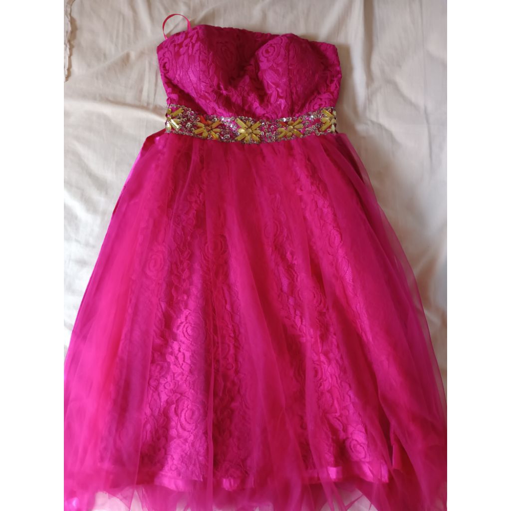 Dress Wanita Pesta Pink Fuschia