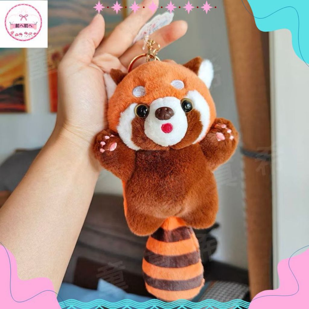Gantungan Kunci Boneka Rakun Panda merah Bulu , Gantungan Kunci Lucu