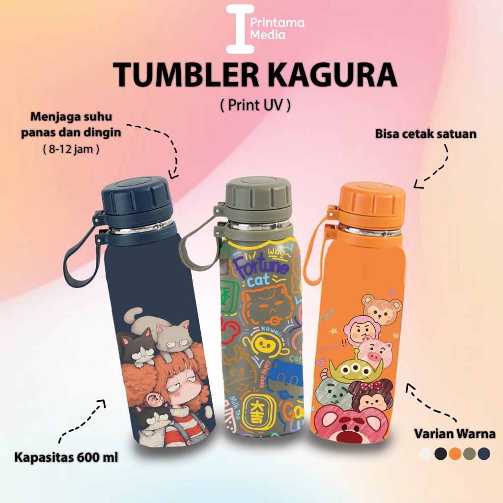 Custom Tumbler Kagura 600ml Cetak UV Full Color Souvenir / Promosi