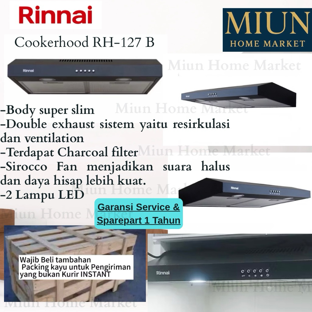 Cooker hood rinnai rh 127 B / penghisap asap kompor dapur rinnai 70cm / Tudung hisap rinnai