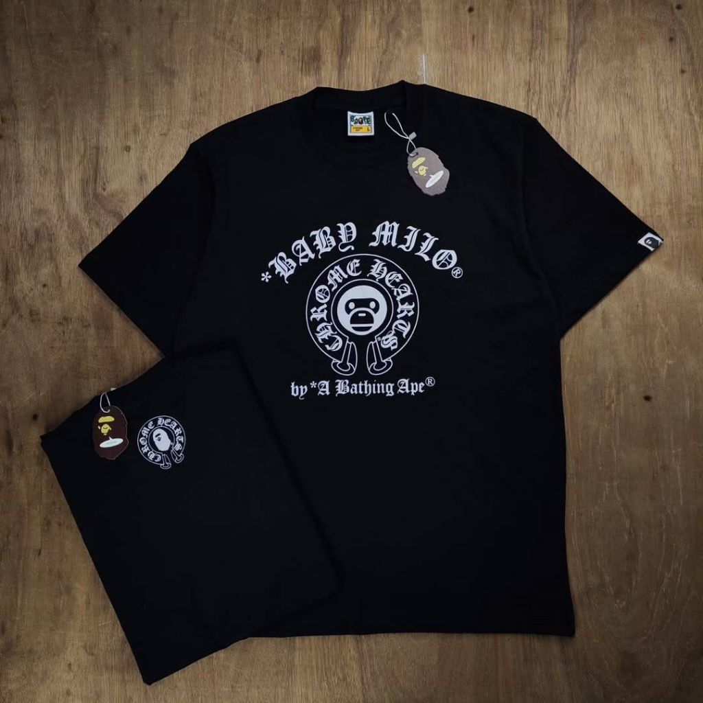 Kaos Tshirt Bape Bathing Ape x Chrome Hearts Baby Milo Cotton Combed 24s Mirror Fulltag