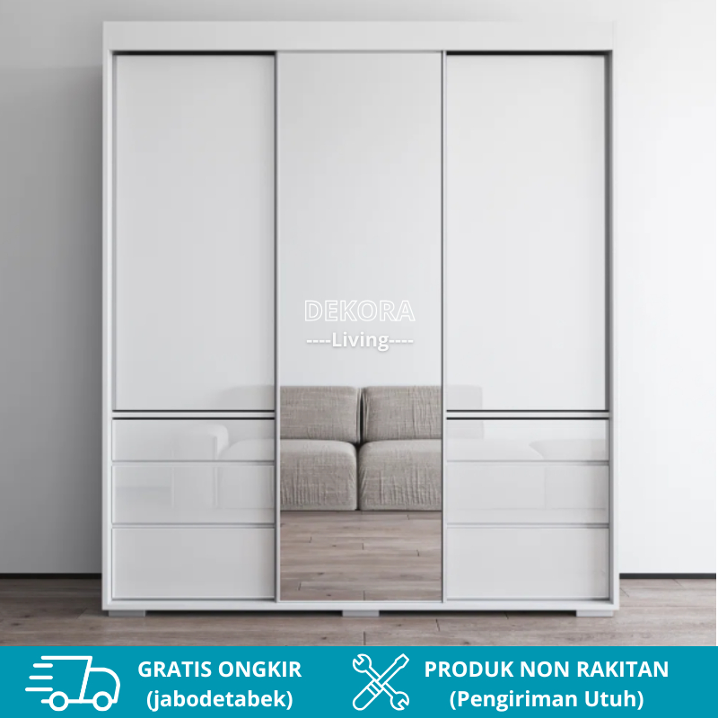 Lemari Pakaian Sliding 3 Pintu Mewah Minimalis Modern - Lemari Pakaian Minimalis Modern