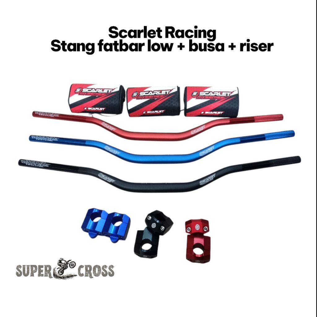 Scarlet Racing stang fatbar low plus busa dan raiser tebal 5.8mm motor cross trail KLX 150 CRF 150 W